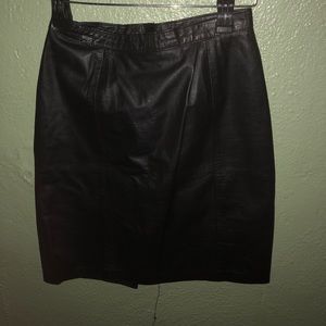 Black leather pencil skirt.
